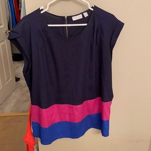 NY&Co block color blouse with zipper detail.